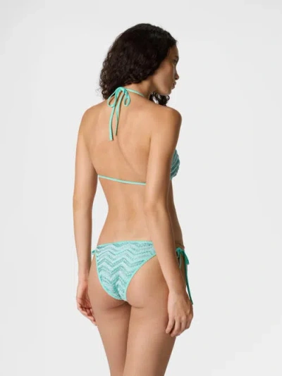 Missoni Triangle Mesh Bikini With Zigzag Pattern And Sequins In Blue