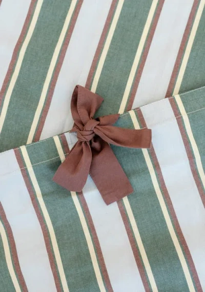 Tbco Cotton Striped Bedding Set In Green