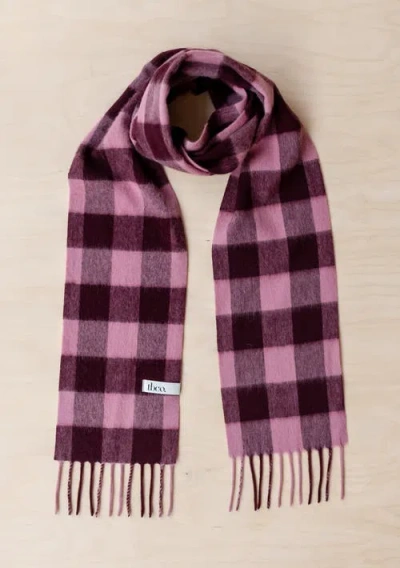 Tbco Lambswool Checkered Skinny Scarf In Purple