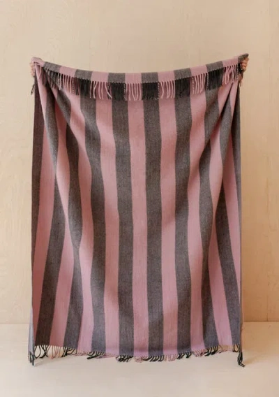 Tbco Recycled Wool Stripe Throw Blanket In Pink