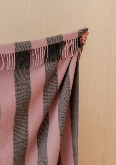 Tbco Recycled Wool Stripe Throw Blanket In Pink