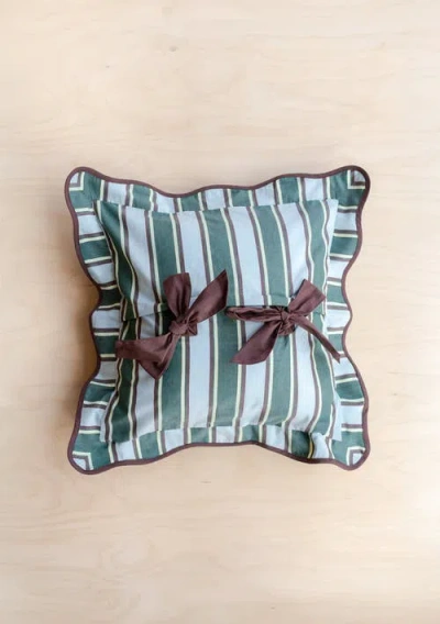 Tbco Cotton Stripe Bow Pillowcase In Green