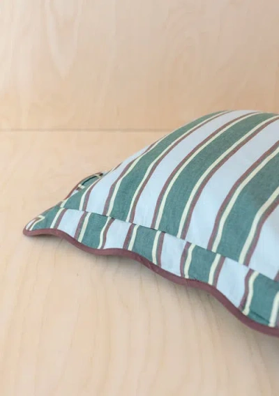 Tbco Cotton Stripe Bow Pillowcase In Green