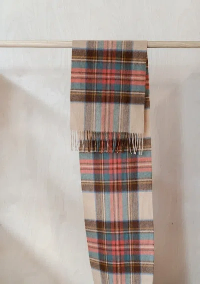 Tbco Lambswool Tartan Scarf In Brown