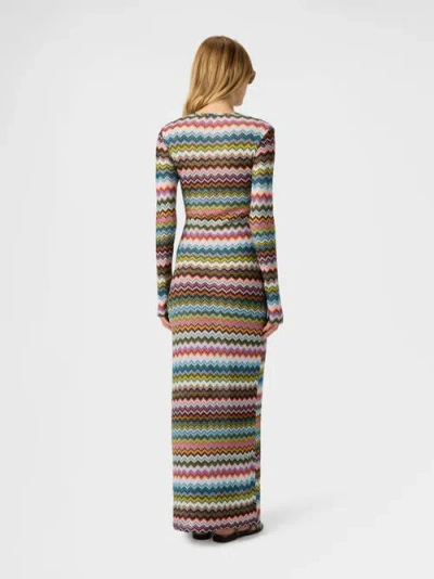 Missoni Long Cover-up In Lamé Viscose With Pixel-effect Zigzag Pattern In Multi