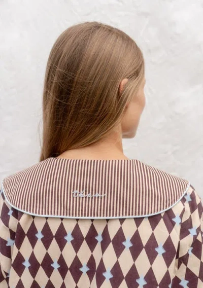 Tbco Cotton Harlequin Collar Pajamas In Neutral