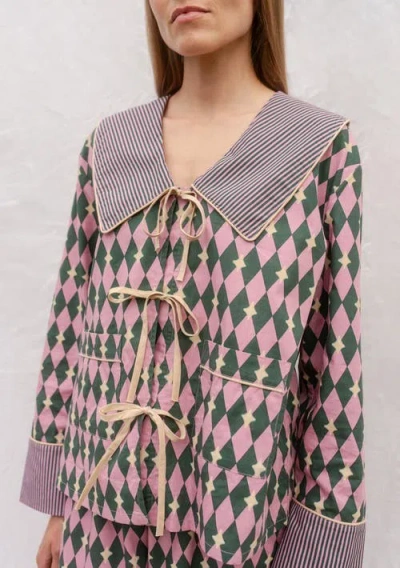 Tbco Cotton Harlequin Collar Pajamas In Multi