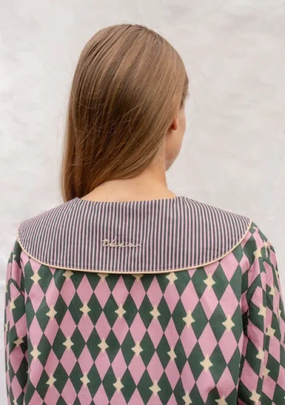 Tbco Cotton Harlequin Collar Pajamas In Multi