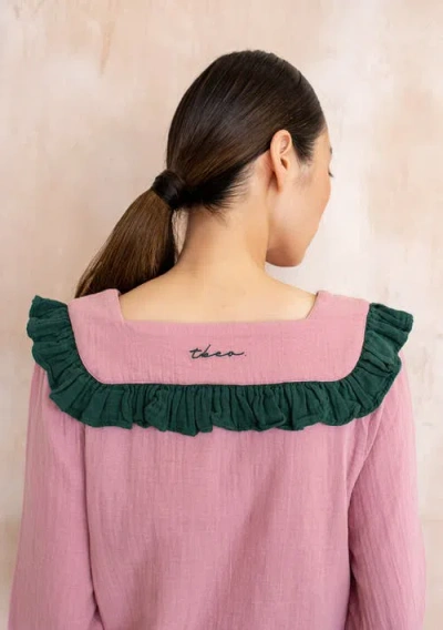 Tbco Cotton Cropped Leg Ruffle Pajamas In Purple