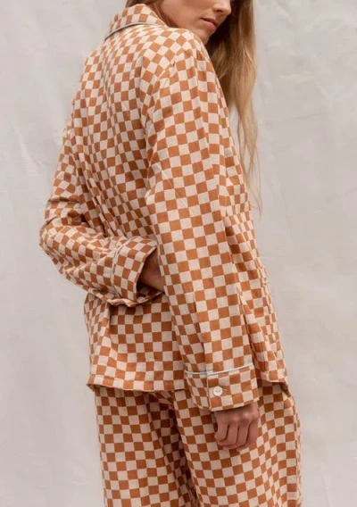 Tbco Cotton Long Sleeve Pajamas In Brown