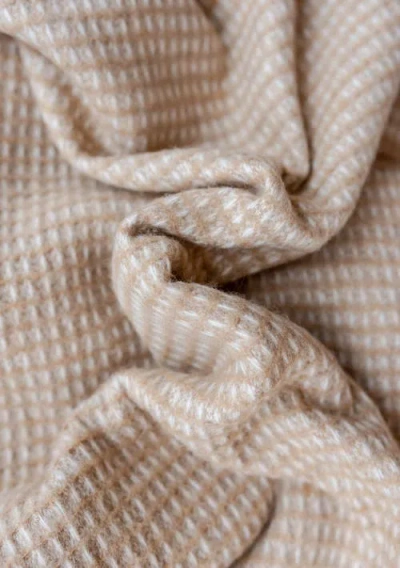 Tbco Recycled Wool Waffle Throw Blanket In Neutral