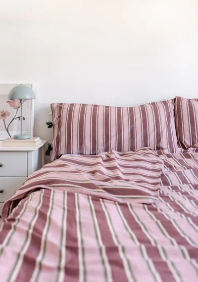 Tbco Cotton Striped Bedding Set In Pink