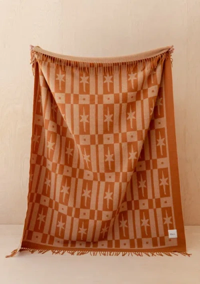 Tbco Lambswool Jaquard Throw Blanket In Orange