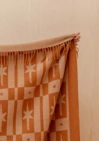 Tbco Lambswool Jaquard Throw Blanket In Orange