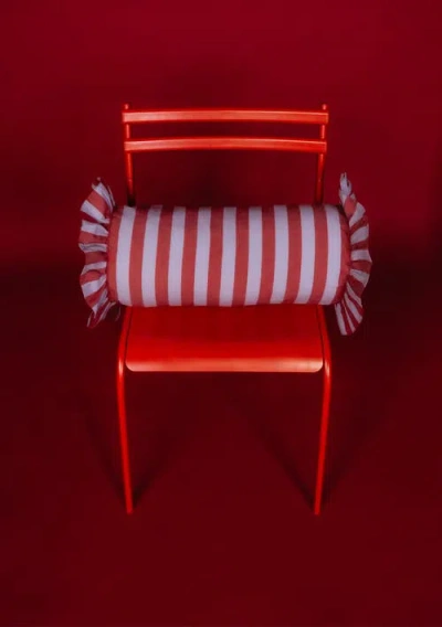 Tbco Cotton Ruffle Stripe Pillowcase In Red