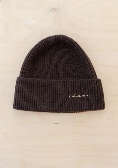 Tbco Cashmere & Merino Ribbed Beanie In Brown