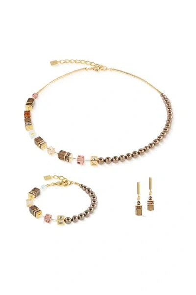 Coeur De Lion Geocube® Precious Fusion Pearls Halskette Mocha Mousse In Gold