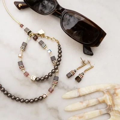 Coeur De Lion Geocube® Precious Fusion Pearls Halskette Mocha Mousse In Gold