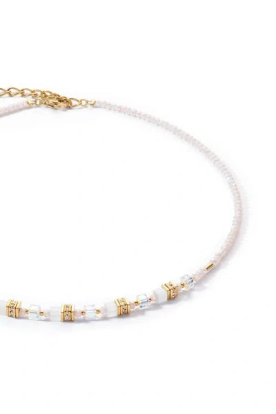 Coeur De Lion Halskette Mini Cubes Gold Weiss In Silver