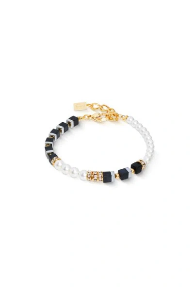 Coeur De Lion Precious Fusion Offset Armband Black-pearl In Metallic