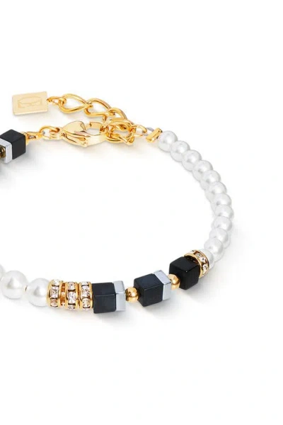 Coeur De Lion Precious Fusion Offset Armband Black-pearl In Metallic