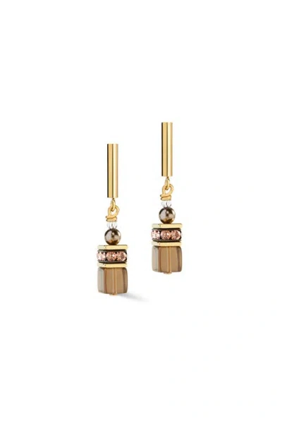Coeur De Lion Geocube® Precious Fusion Pearls Ohrringe Mocha Mousse In Gold