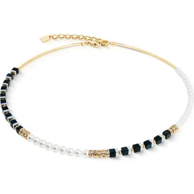 Coeur De Lion Precious Fusion Offset Halskette Black-pearl In Gold