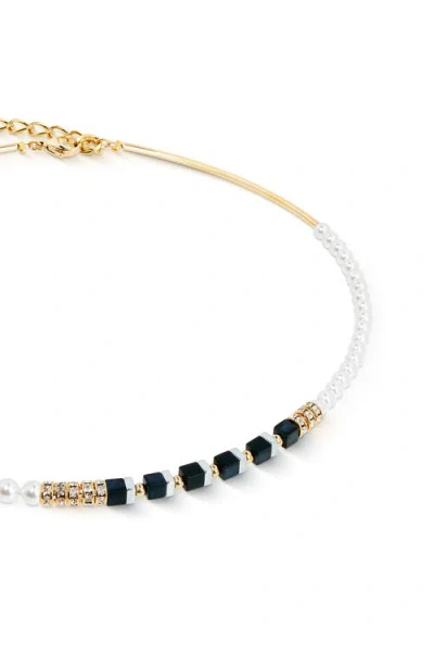 Coeur De Lion Precious Fusion Offset Halskette Black-pearl In Gold