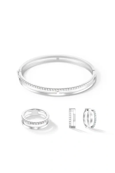 Coeur De Lion Eternal Unity Crystal Bangle In Silver