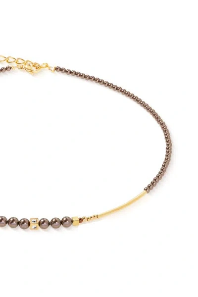 Coeur De Lion Halskette Shimmering Princess Pearls Gold-braun In Brown