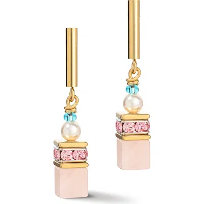 Coeur De Lion Geocube® Precious Fusion Pearls Ohrringe Multicolor Pastell In Gold