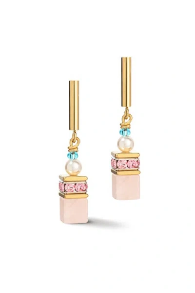 Coeur De Lion Geocube® Precious Fusion Pearls Ohrringe Multicolor Pastell In Gold