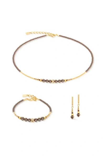 Coeur De Lion Halskette Shimmering Princess Pearls Gold-braun In Brown
