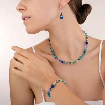 Coeur De Lion Geocube® Ohrringe Blau-grün In Blue