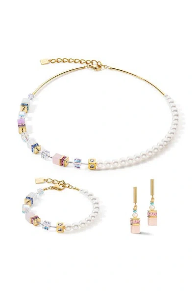 Coeur De Lion Geocube® Precious Fusion Pearls Ohrringe Multicolor Pastell In Gold