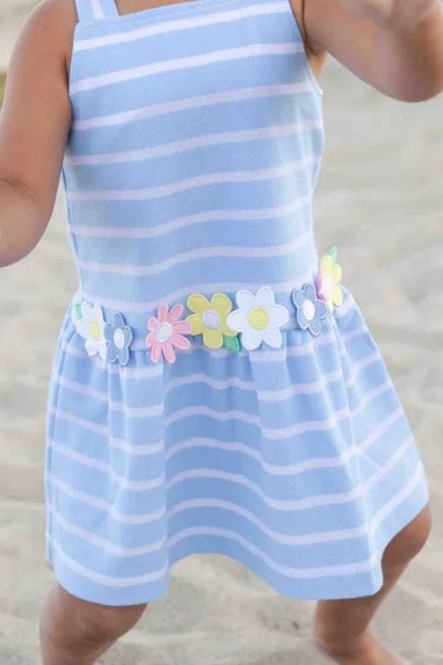 Florence Eiseman Stripe Knit Dress With Mulitcolor Flowers In Multi