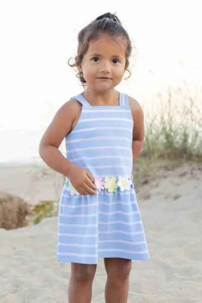 Florence Eiseman Stripe Knit Dress With Mulitcolor Flowers In Multi