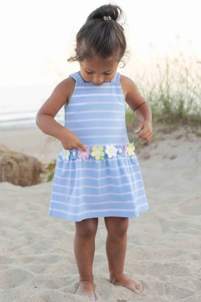 Florence Eiseman Stripe Knit Dress With Mulitcolor Flowers In Multi