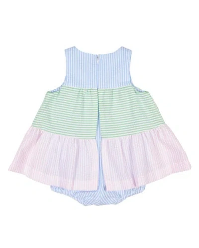 Florence Eiseman Seersucker Romper With Tulips In Multi