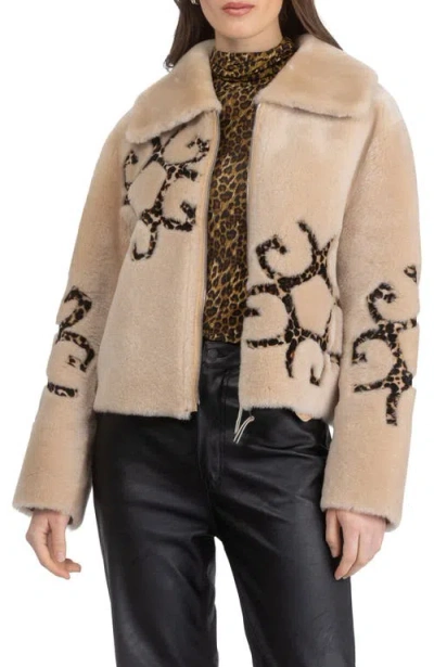 Gorski Genuine Shearling Jacket With  Insignia Intarsia, Reversible In Neutral