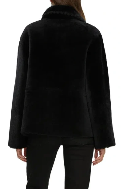 Gorski Reversible Genuine Shearling Jacket With Embroidered Trim In Black
