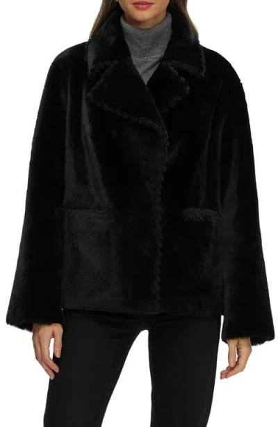 Gorski Reversible Genuine Shearling Jacket With Embroidered Trim In Black