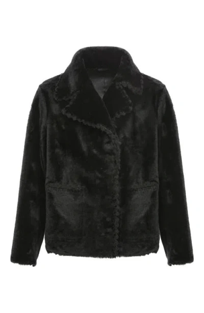 Gorski Reversible Genuine Shearling Jacket With Embroidered Trim In Black