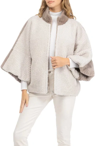 Gorski Genuine Shearling Zip Jacket With Cropped Sleeves In Neutral