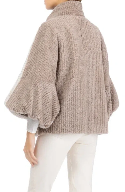 Gorski Genuine Shearling Zip Jacket With Cropped Sleeves In Neutral