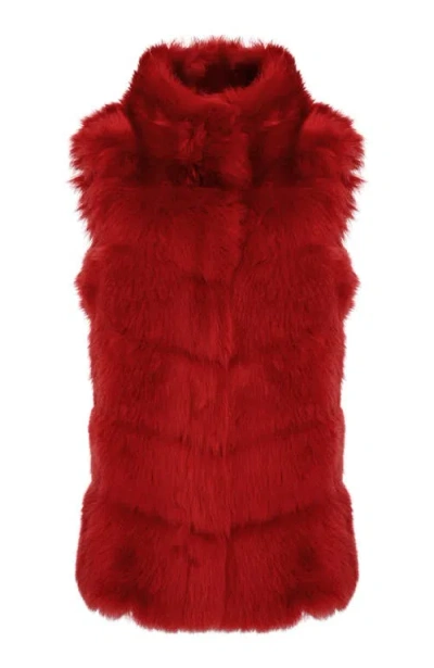 Gorski Reversible Merinillo Lamb Shearling Vest In Red