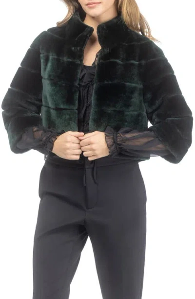 Gorski Horizontal Lamb Shearling Short-sleeve Bolero Jacket In Emerald