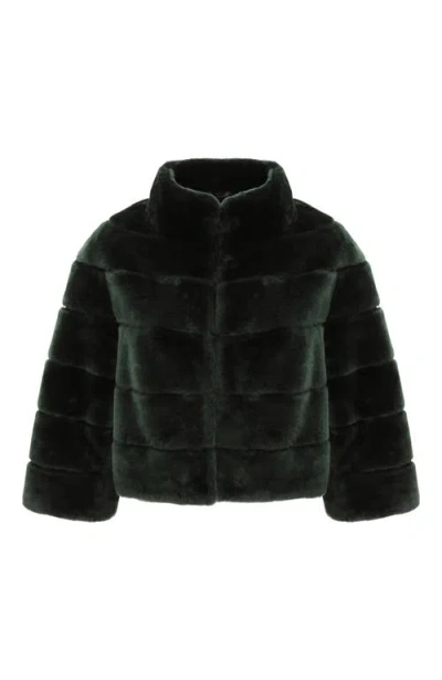 Gorski Horizontal Lamb Shearling Short-sleeve Bolero Jacket In Emerald