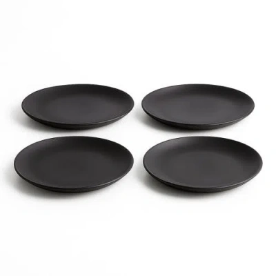 Gharyan Stoneware Edan Flat Dinner Plate, Set Of 4 In Black
