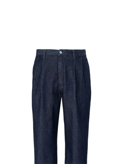 Paul Fredrick Denim Flat Front Pants In Blue